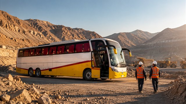 Bus TransKadise en faena minera